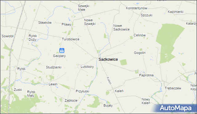 mapa Sadkowice powiat rawski, Sadkowice powiat rawski na mapie Targeo