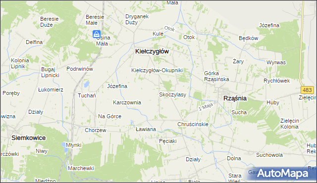 mapa Skoczylasy, Skoczylasy na mapie Targeo