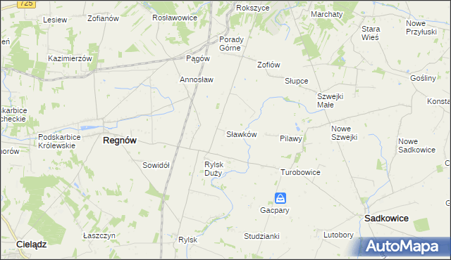 mapa Sławków gmina Regnów, Sławków gmina Regnów na mapie Targeo