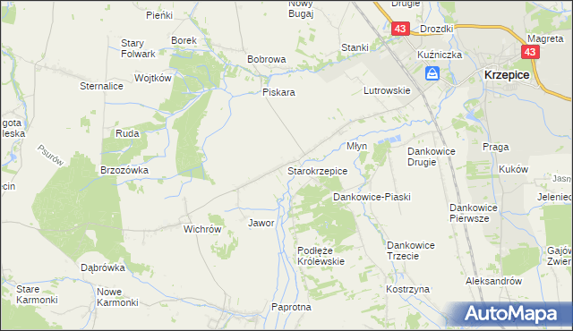 mapa Starokrzepice, Starokrzepice na mapie Targeo