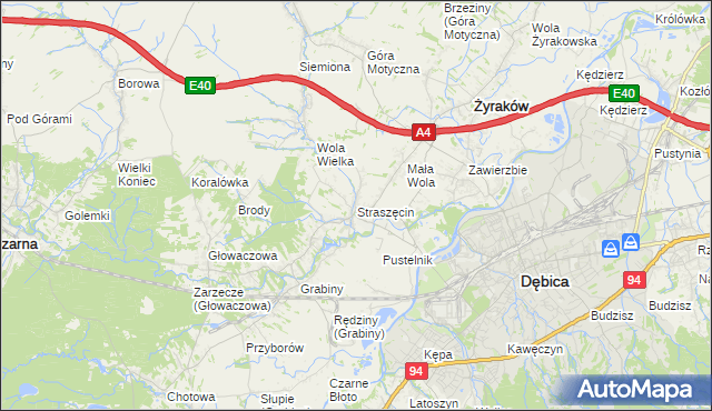 mapa Straszęcin, Straszęcin na mapie Targeo