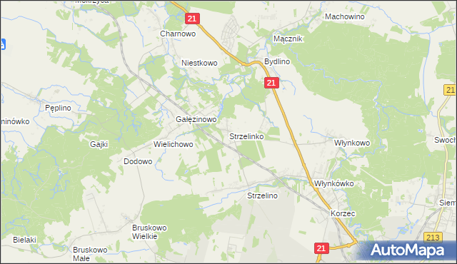mapa Strzelinko, Strzelinko na mapie Targeo