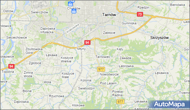 mapa Tarnowiec gmina Tarnów, Tarnowiec gmina Tarnów na mapie Targeo