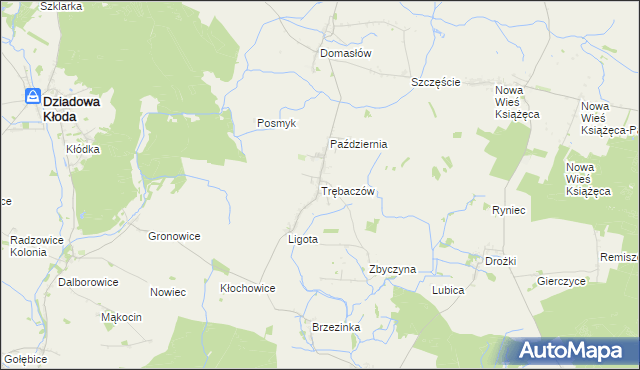 mapa Trębaczów gmina Perzów, Trębaczów gmina Perzów na mapie Targeo