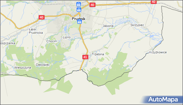 mapa Trzebina gmina Lubrza, Trzebina gmina Lubrza na mapie Targeo