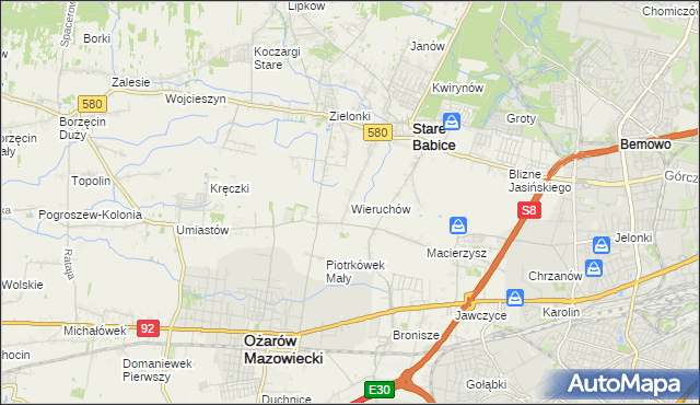 mapa Wieruchów, Wieruchów na mapie Targeo