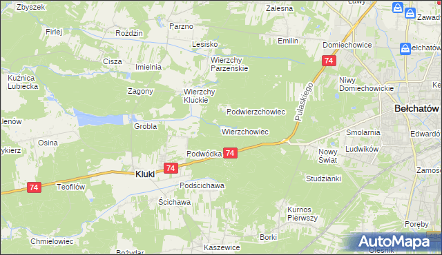 mapa Wierzchowiec, Wierzchowiec na mapie Targeo