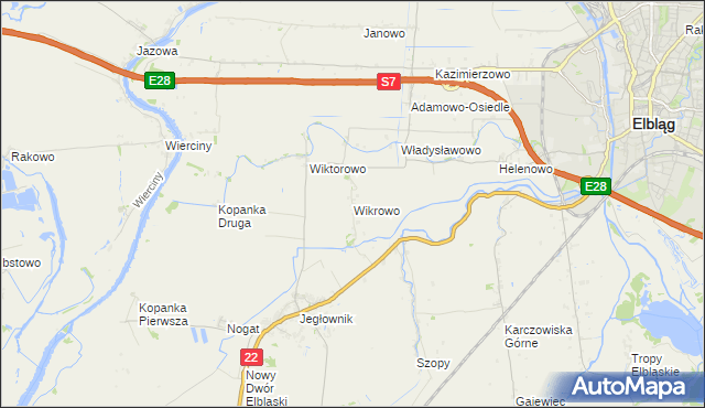 mapa Wikrowo gmina Gronowo Elbląskie, Wikrowo gmina Gronowo Elbląskie na mapie Targeo