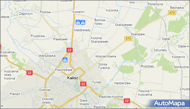 mapa Wojciechówka gmina Żelazków, Wojciechówka gmina Żelazków na mapie Targeo