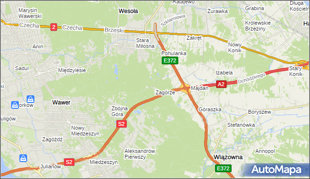 mapa Zagórze gmina Wiązowna, Zagórze gmina Wiązowna na mapie Targeo