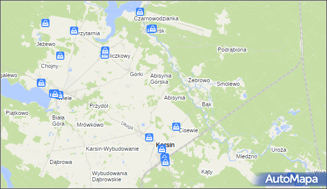 mapa Abisynia gmina Karsin, Abisynia gmina Karsin na mapie Targeo