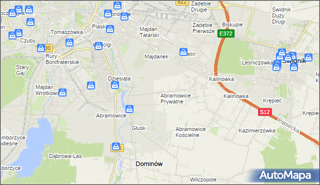 mapa Abramowice Prywatne, Abramowice Prywatne na mapie Targeo