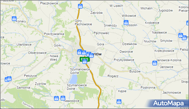 mapa Adamczowice, Adamczowice na mapie Targeo