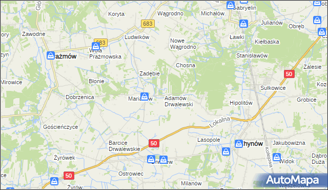mapa Adamów Drwalewski, Adamów Drwalewski na mapie Targeo
