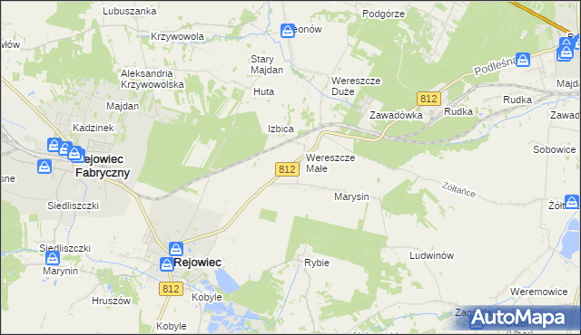 mapa Adamów gmina Rejowiec, Adamów gmina Rejowiec na mapie Targeo