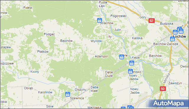 mapa Adampol gmina Jadów, Adampol gmina Jadów na mapie Targeo