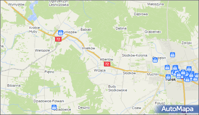 mapa Albertów gmina Turek, Albertów gmina Turek na mapie Targeo