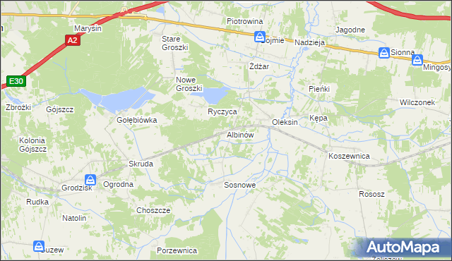 mapa Albinów gmina Kotuń, Albinów gmina Kotuń na mapie Targeo