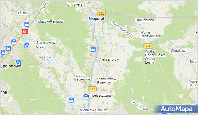 mapa Aleksandrów gmina Nieporęt, Aleksandrów gmina Nieporęt na mapie Targeo