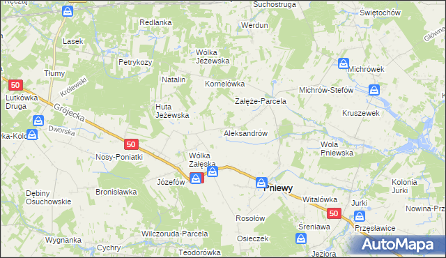 mapa Aleksandrów gmina Pniewy, Aleksandrów gmina Pniewy na mapie Targeo
