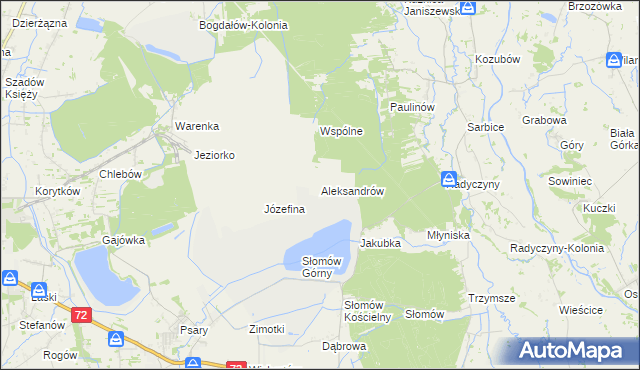 mapa Aleksandrów gmina Przykona, Aleksandrów gmina Przykona na mapie Targeo