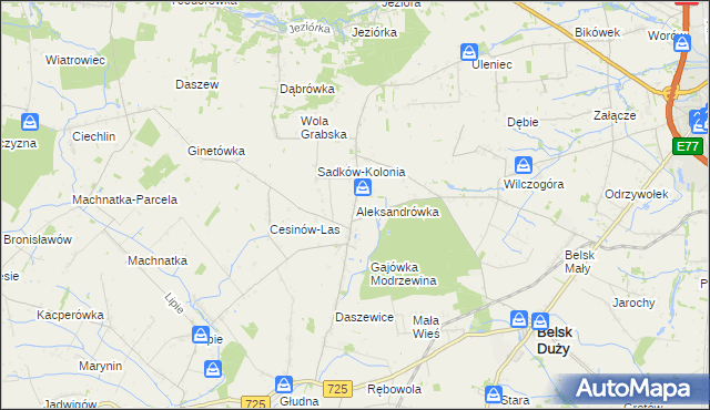 mapa Aleksandrówka gmina Belsk Duży, Aleksandrówka gmina Belsk Duży na mapie Targeo