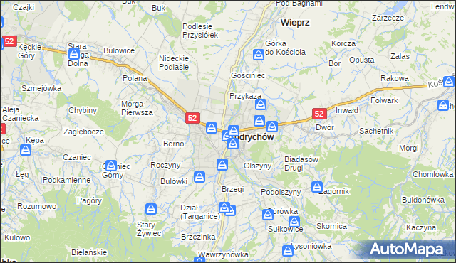 mapa Andrychów, Andrychów na mapie Targeo