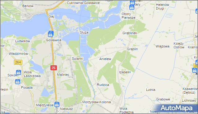 mapa Anielew gmina Kramsk, Anielew gmina Kramsk na mapie Targeo