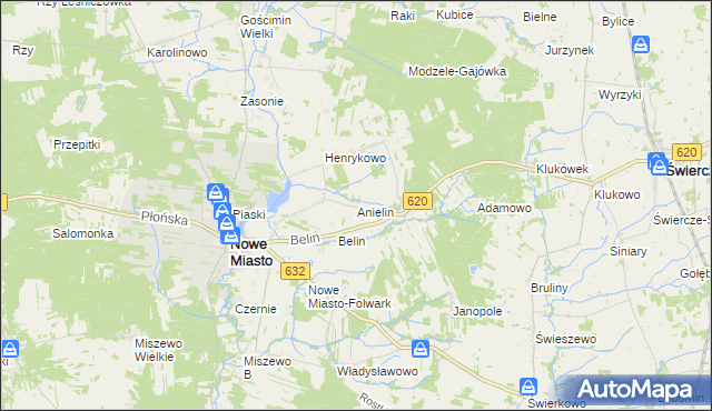 mapa Anielin gmina Nowe Miasto, Anielin gmina Nowe Miasto na mapie Targeo