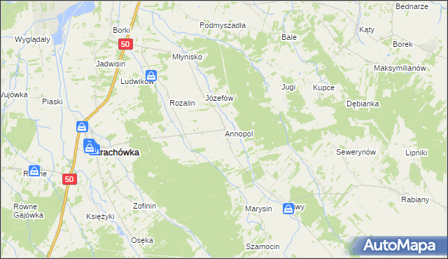 mapa Annopol gmina Strachówka, Annopol gmina Strachówka na mapie Targeo