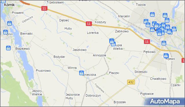mapa Annopole gmina Środa Wielkopolska, Annopole gmina Środa Wielkopolska na mapie Targeo