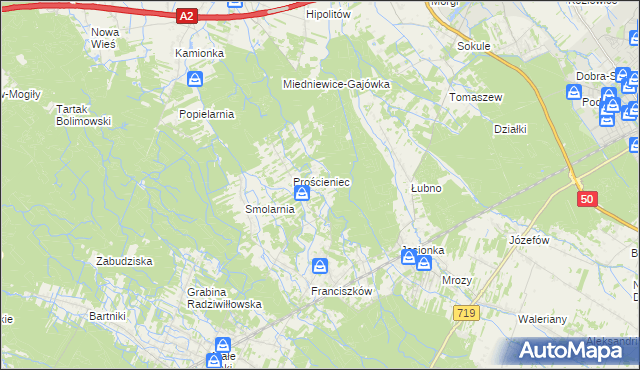 mapa Antoniew gmina Wiskitki, Antoniew gmina Wiskitki na mapie Targeo