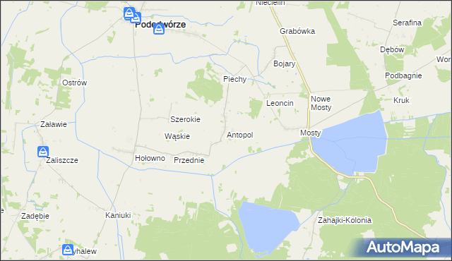 mapa Antopol gmina Podedwórze, Antopol gmina Podedwórze na mapie Targeo