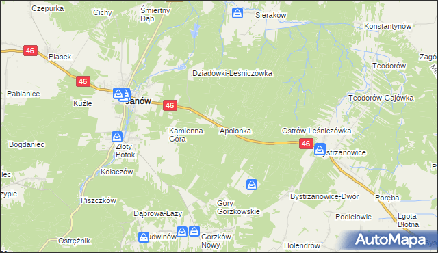 mapa Apolonka gmina Janów, Apolonka gmina Janów na mapie Targeo