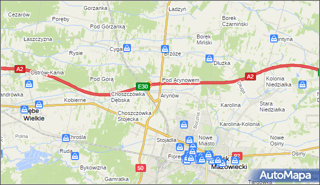 mapa Arynów, Arynów na mapie Targeo