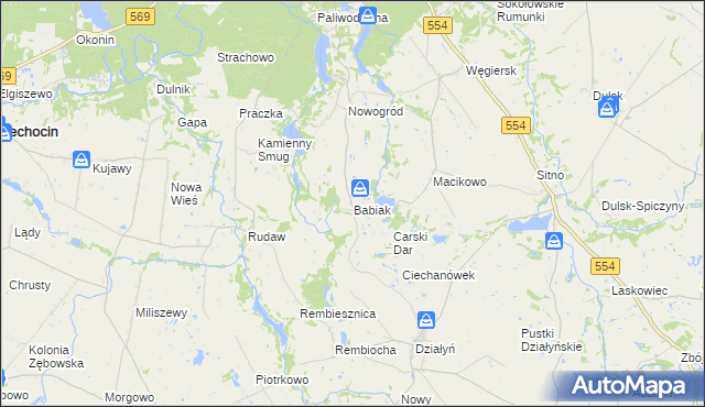mapa Babiak gmina Golub-Dobrzyń, Babiak gmina Golub-Dobrzyń na mapie Targeo