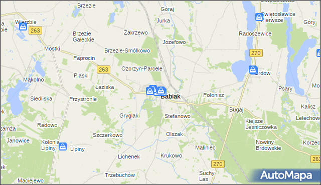 mapa Babiak powiat kolski, Babiak powiat kolski na mapie Targeo