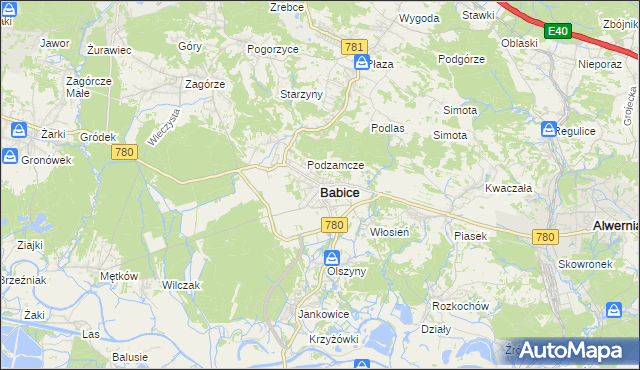 mapa Babice powiat chrzanowski, Babice powiat chrzanowski na mapie Targeo