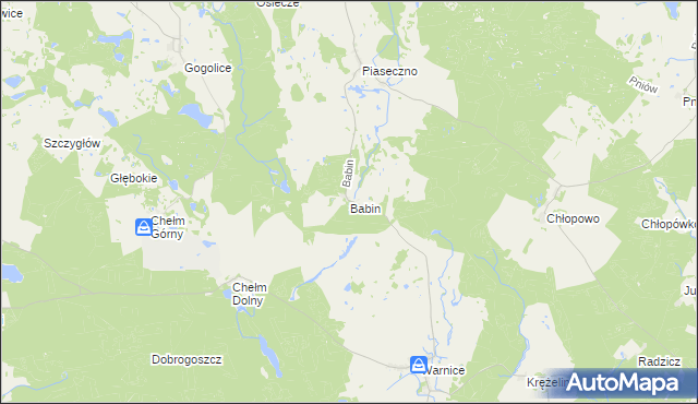 mapa Babin gmina Trzcińsko-Zdrój, Babin gmina Trzcińsko-Zdrój na mapie Targeo
