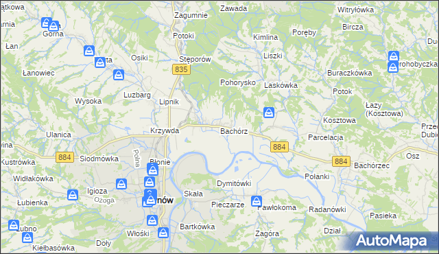 mapa Bachórz gmina Dynów, Bachórz gmina Dynów na mapie Targeo