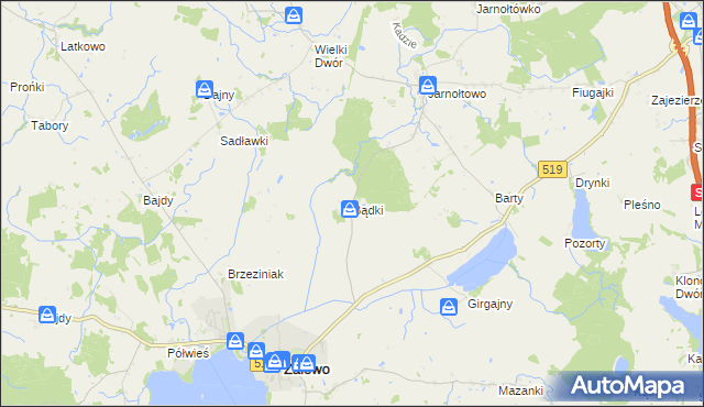 mapa Bądki gmina Zalewo, Bądki gmina Zalewo na mapie Targeo