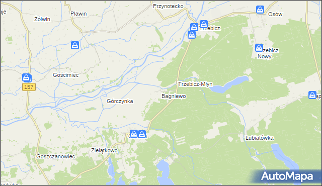 mapa Bagniewo gmina Drezdenko, Bagniewo gmina Drezdenko na mapie Targeo