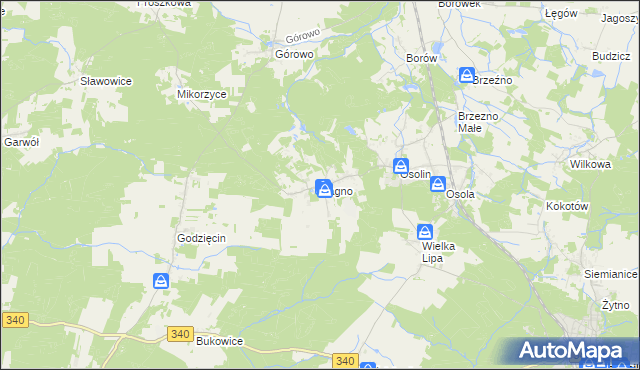 mapa Bagno gmina Oborniki Śląskie, Bagno gmina Oborniki Śląskie na mapie Targeo