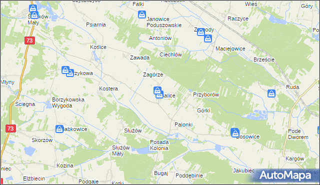 mapa Balice gmina Gnojno, Balice gmina Gnojno na mapie Targeo