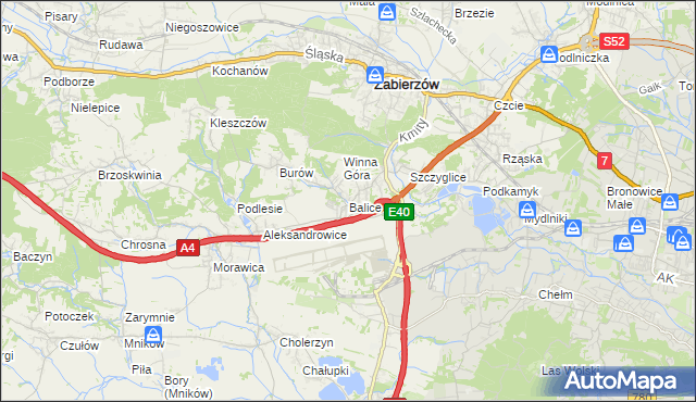 mapa Balice gmina Zabierzów, Balice gmina Zabierzów na mapie Targeo