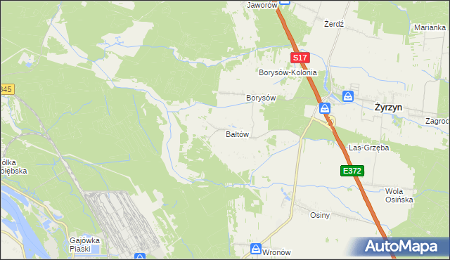 mapa Bałtów gmina Żyrzyn, Bałtów gmina Żyrzyn na mapie Targeo