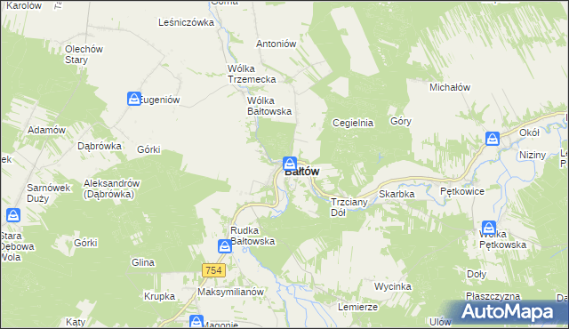 mapa Bałtów powiat ostrowiecki, Bałtów powiat ostrowiecki na mapie Targeo