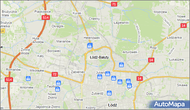 mapa Bałuty gmina Łódź, Bałuty gmina Łódź na mapie Targeo