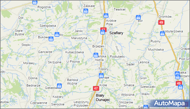 mapa Bańska Niżna, Bańska Niżna na mapie Targeo