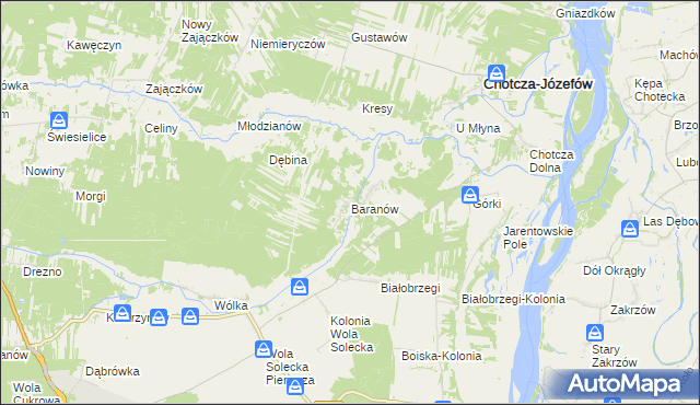 mapa Baranów gmina Chotcza, Baranów gmina Chotcza na mapie Targeo